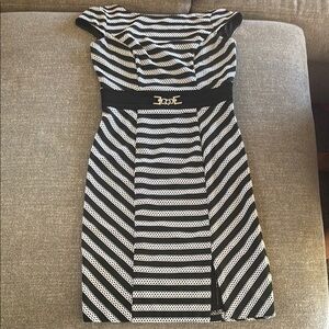 Elegant Black and White Striped Dress